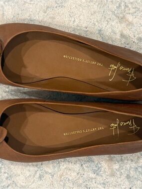 Kensie Brown Leather Bow Ballet Flats